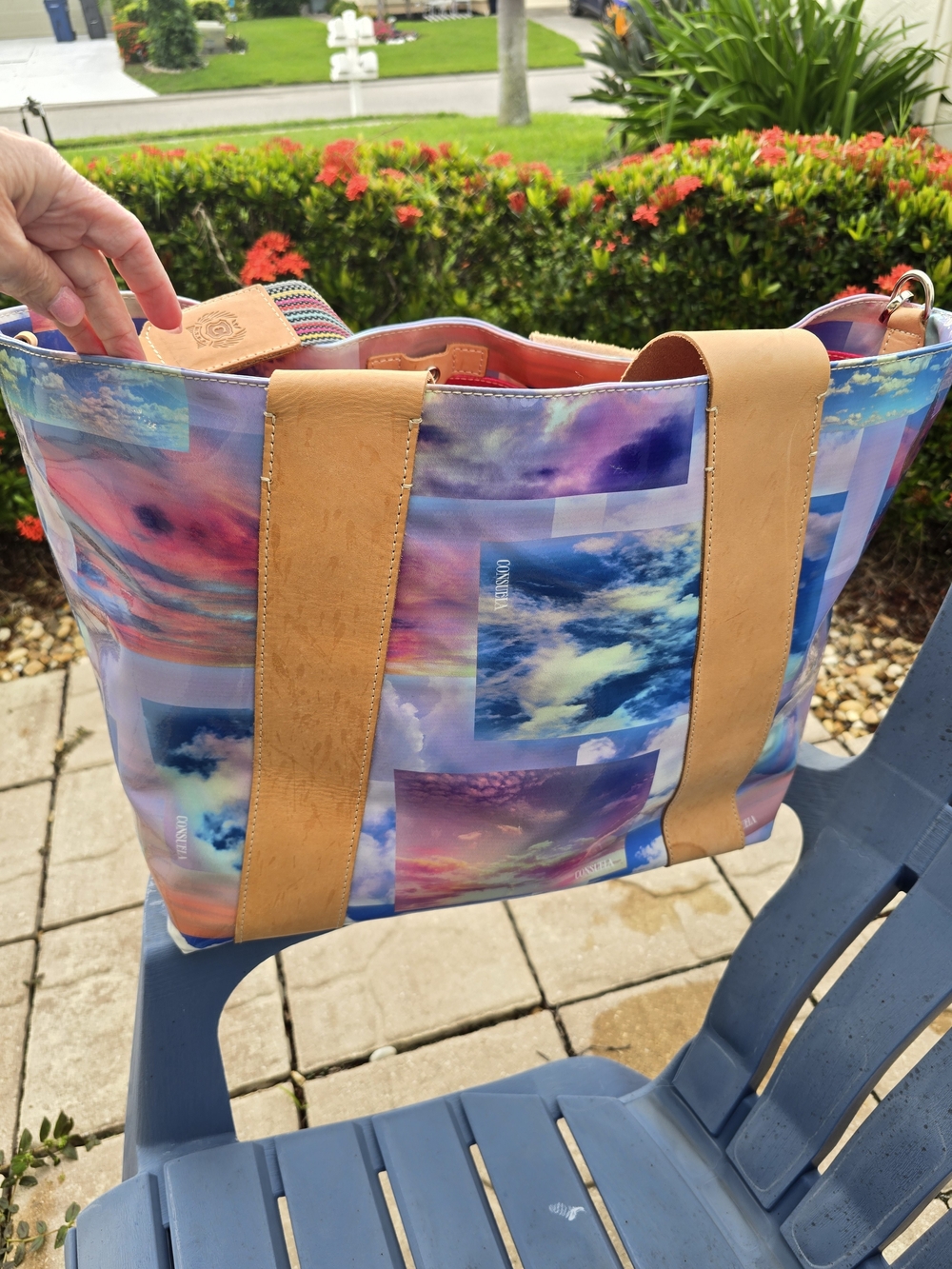 Consuela Multicolor Sky Print Carryall Bag with Tan Accents - Picture 2 of 4